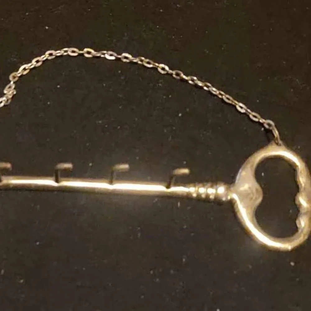 Vintage Brass Toned Skeleton Key Holder
